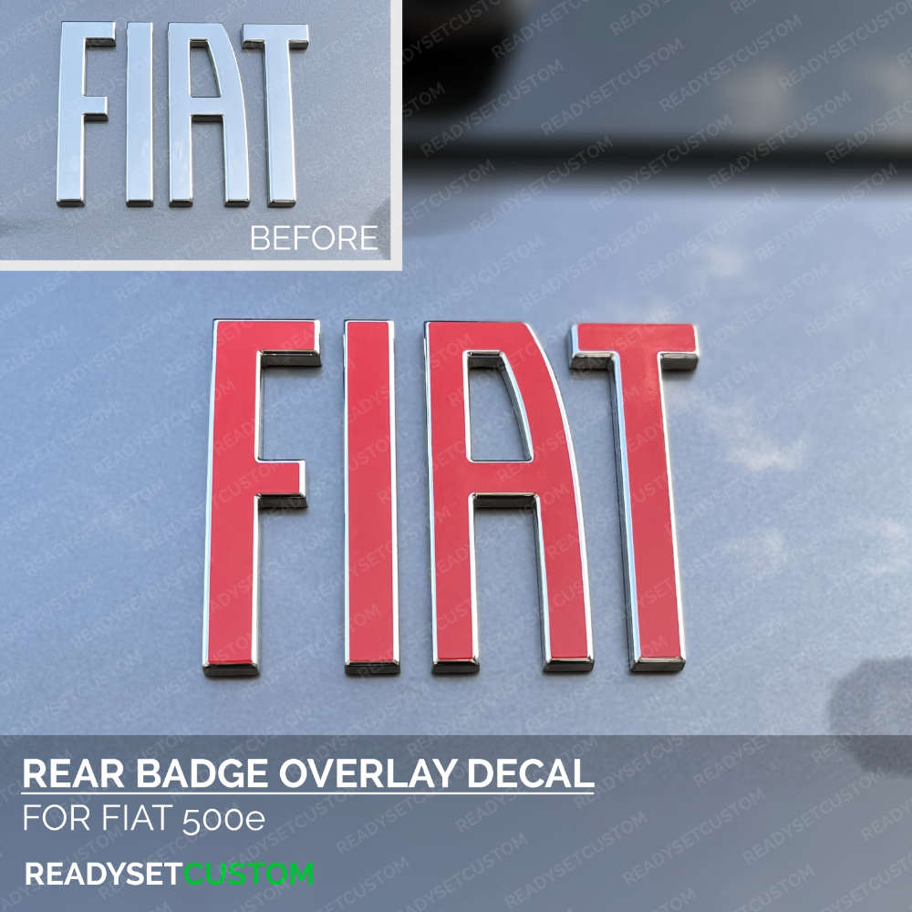 FIAT Sticker Overlay, Compatible with Fiat 500e Rear Badge Emblem | Fiat Electric BEV