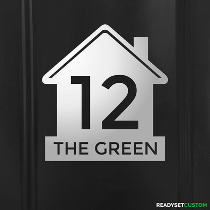 2 x Personalised Wheelie Bin Stickers, House Shaped Number and Street Name