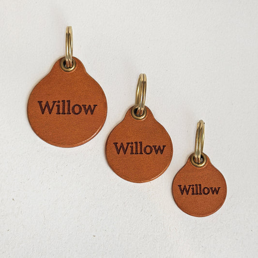 Personalised Italian Leather Dog ID Tag – Quiet & Lightweight