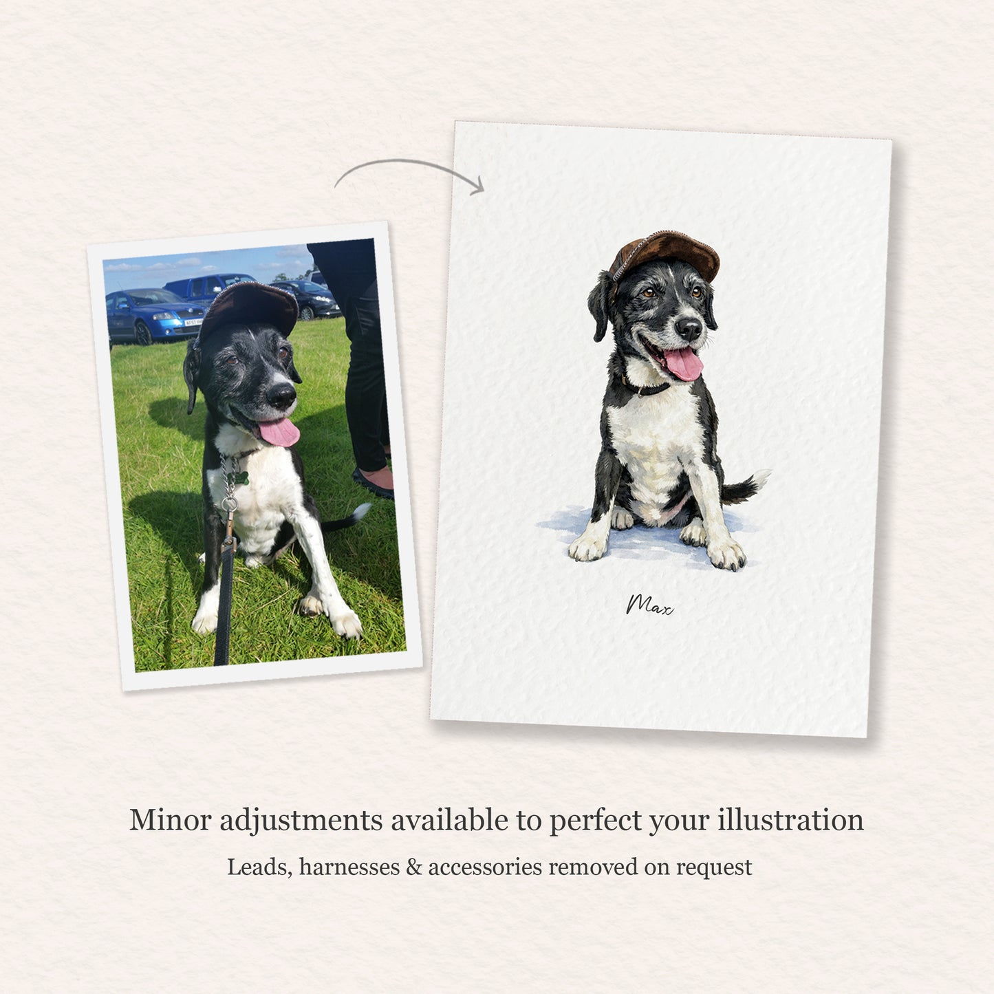 Custom Watercolour Pet Portrait, 5 x 7"