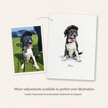 Custom Watercolour Pet Portrait, 5 x 7"