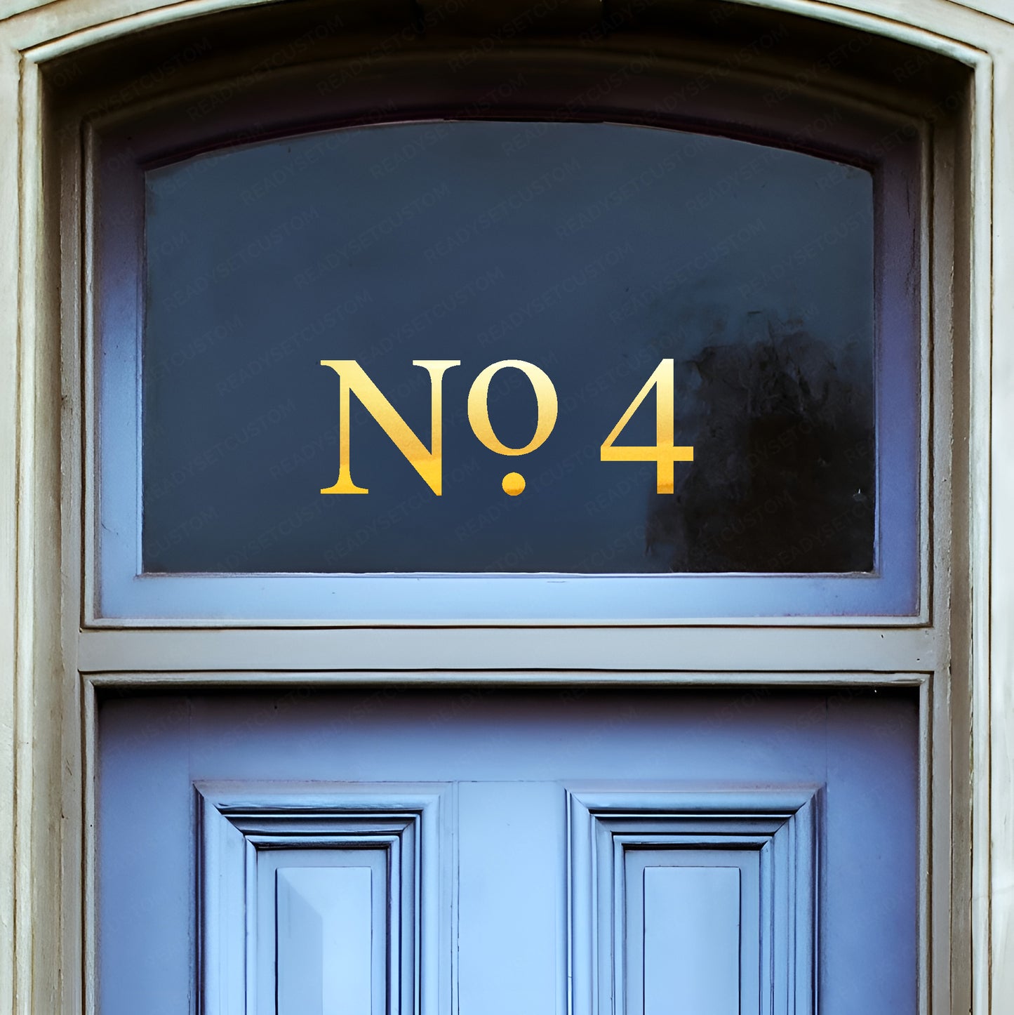 Classic Fanlight Transom House Front Door Number Sticker, Gold, Silver, Frosted