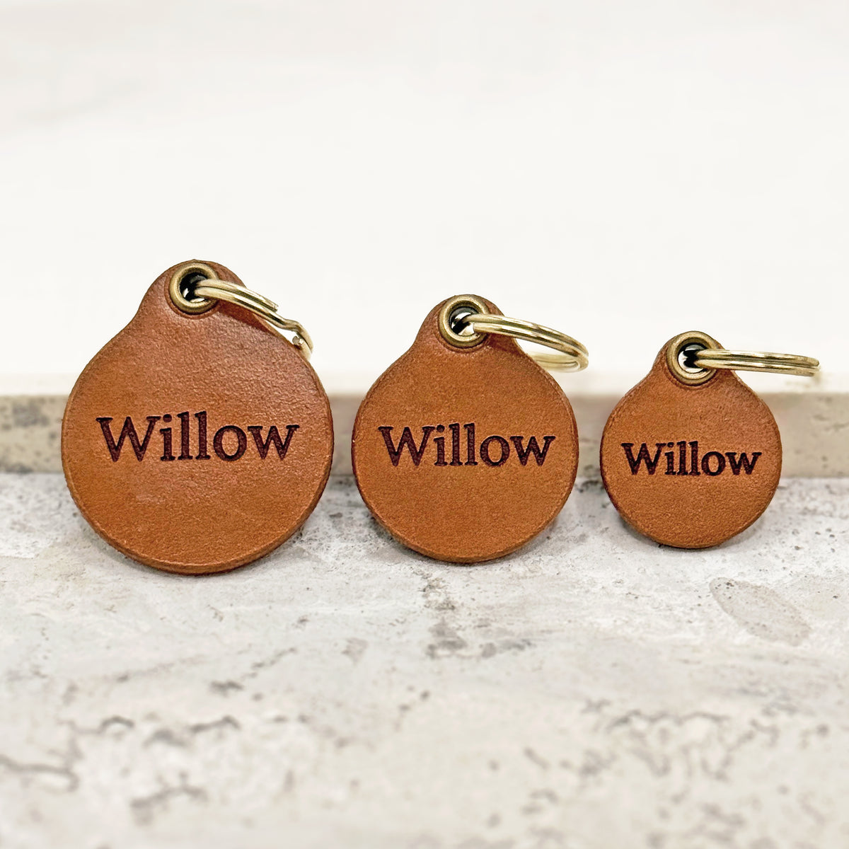 Personalised Italian Leather Dog ID Tag – Quiet & Lightweight