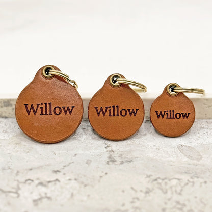 Personalised Italian Leather Dog ID Tag – Quiet & Lightweight