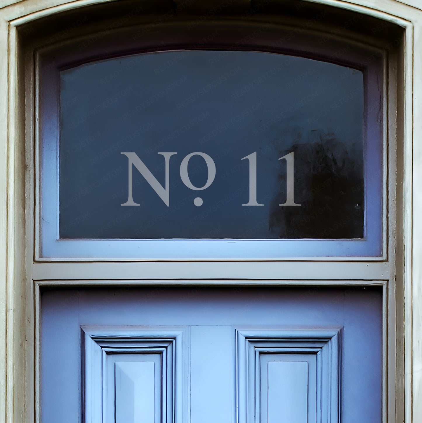 Classic Fanlight Transom House Front Door Number Sticker, Gold, Silver, Frosted