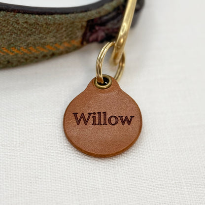 Personalised Italian Leather Dog ID Tag – Quiet & Lightweight