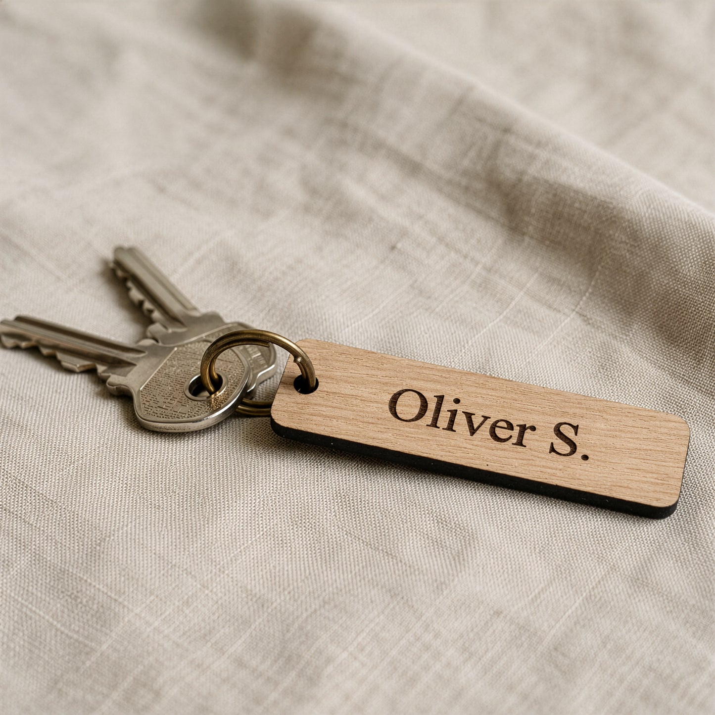 Personalised Oak Wedding Place Name Tag | Engraved Wooden Keepsake & Keyring