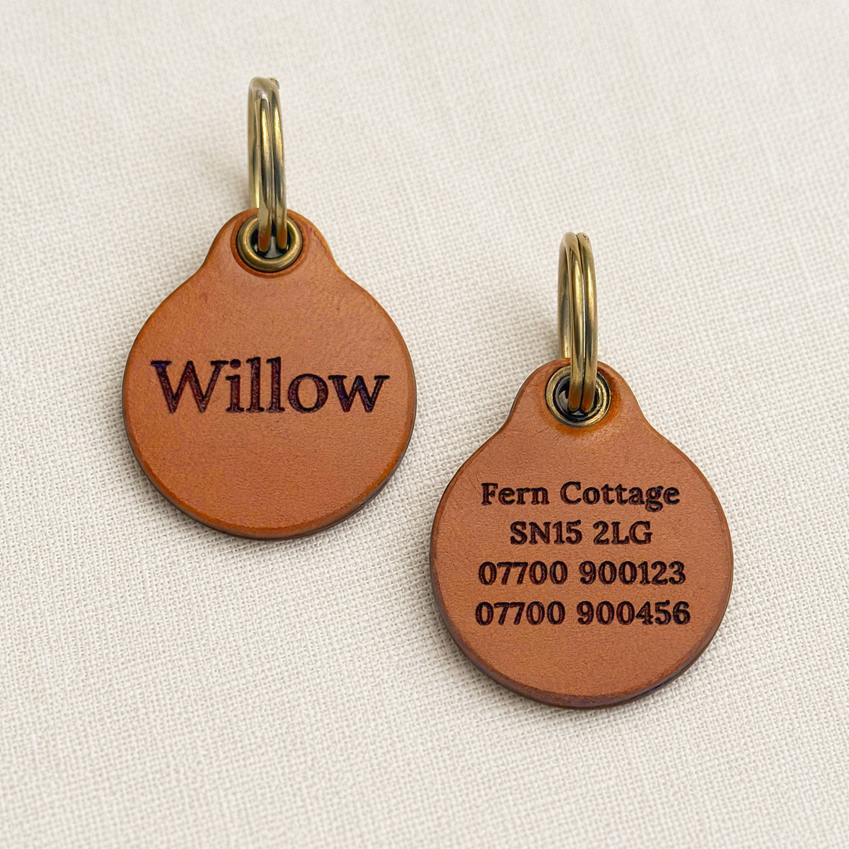 Personalised Italian Leather Dog ID Tag – Quiet & Lightweight
