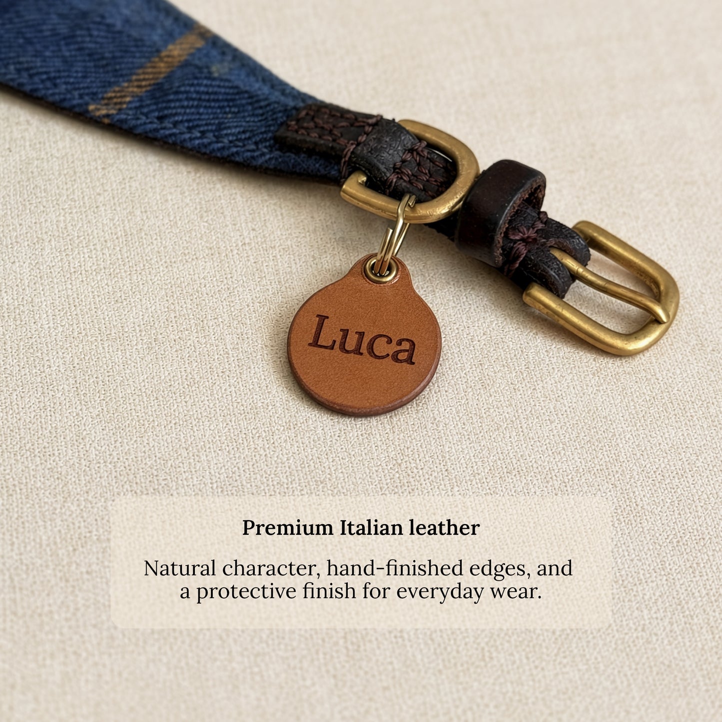 Luxury Italian Leather Dog ID Tag – Personalised & Engraved