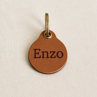 Luxury Italian Leather Dog ID Tag – Personalised & Engraved