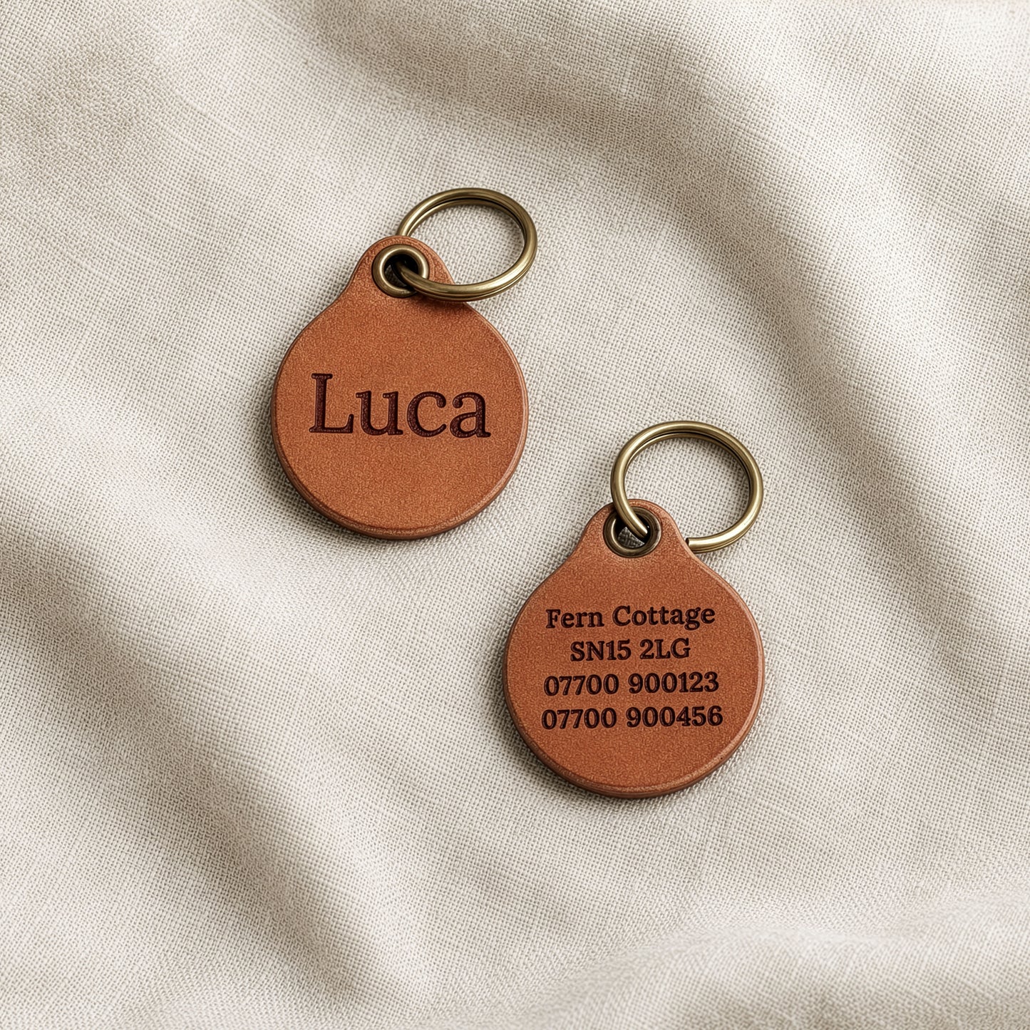 Luxury Italian Leather Dog ID Tag – Personalised & Engraved