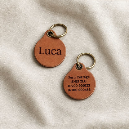Luxury Italian Leather Dog ID Tag – Personalised & Engraved