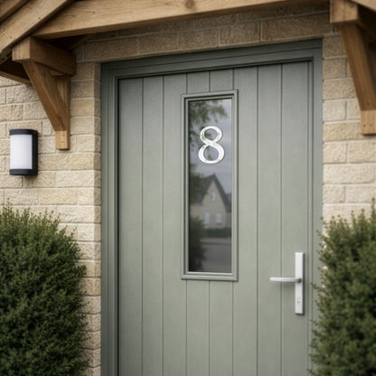 House Number Sticker for Fanlight/Transom Window | Custom Vinyl Door Numbers | Metallic & Mirror Gold/Silver, Frosted