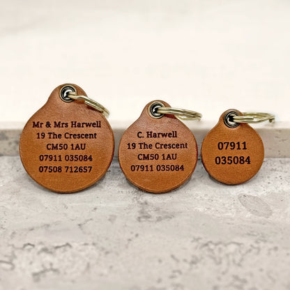 Personalised Italian Leather Dog ID Tag – Quiet & Lightweight