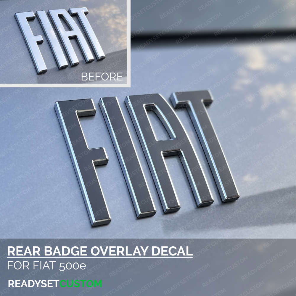 FIAT Sticker Overlay, Compatible with Fiat 500e Rear Badge Emblem | Fiat Electric BEV