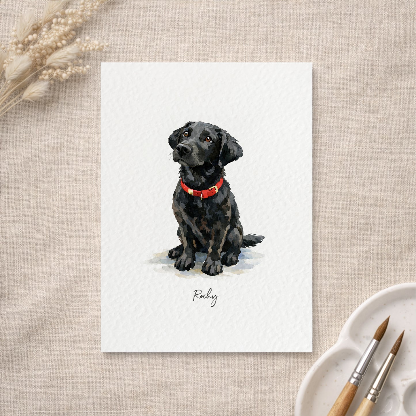 Custom Watercolour Pet Portrait, 5 x 7"