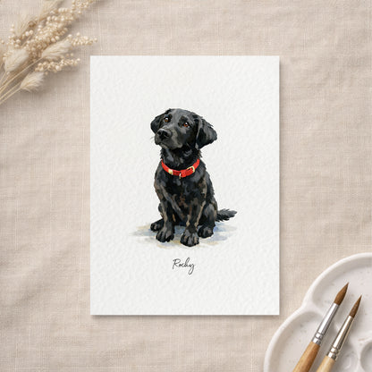 Custom Watercolour Pet Portrait, 5 x 7"