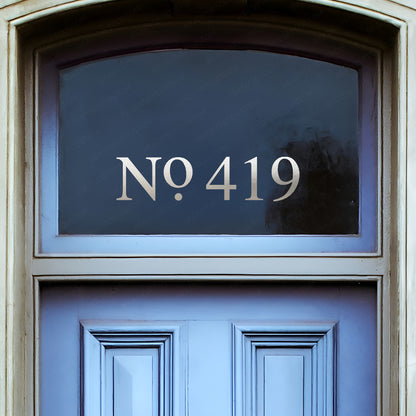 Classic Fanlight Transom House Front Door Number Sticker, Gold, Silver, Frosted