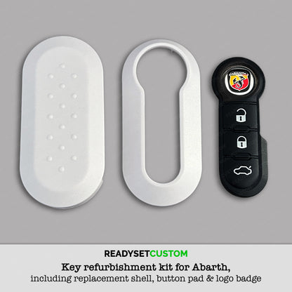 Key Refurbishment Kit for Fiat & Abarth | Key Shell, Buttons & Logo Emblem