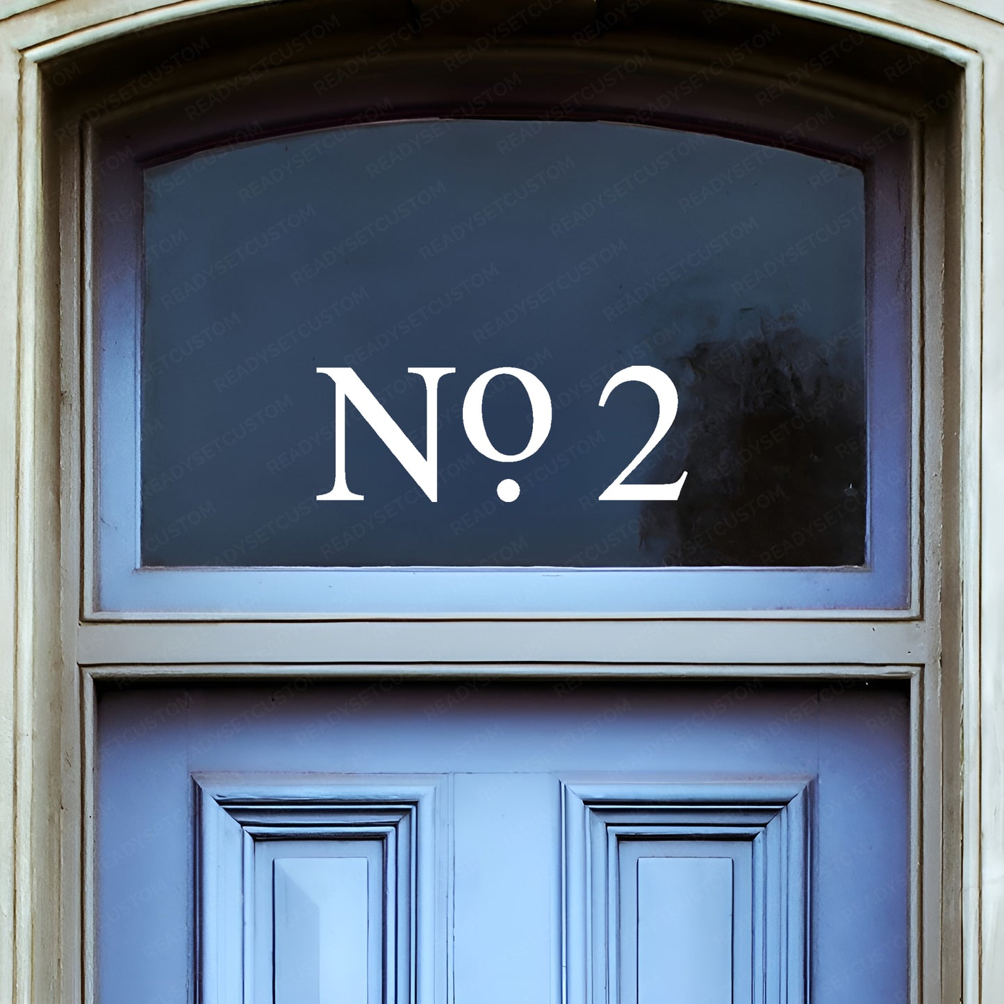Classic Fanlight Transom House Front Door Number Sticker, Gold, Silver, Frosted