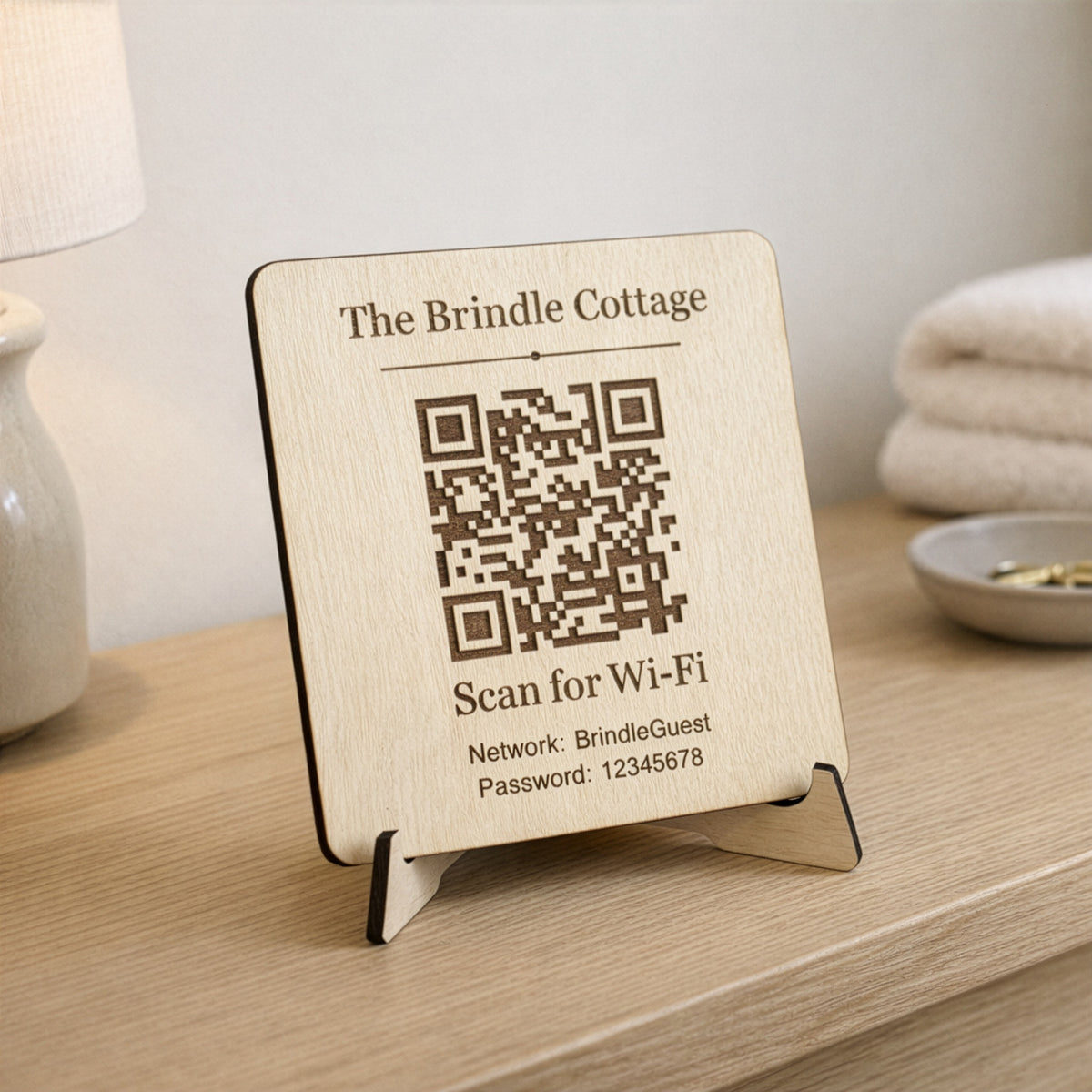 Personalised Wooden WiFi QR Sign