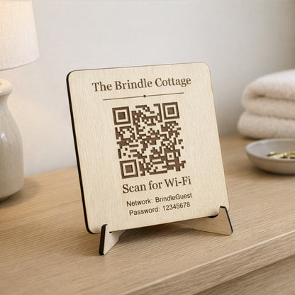 Personalised Wooden WiFi QR Sign