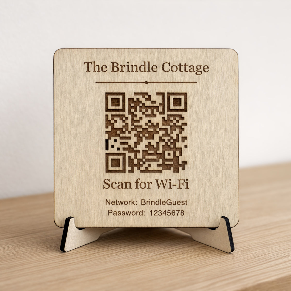 Personalised Wooden WiFi QR Sign