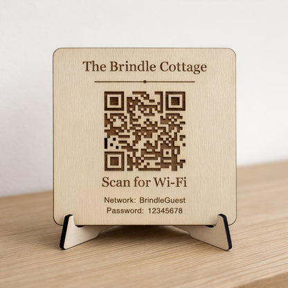 Personalised Wooden WiFi QR Sign