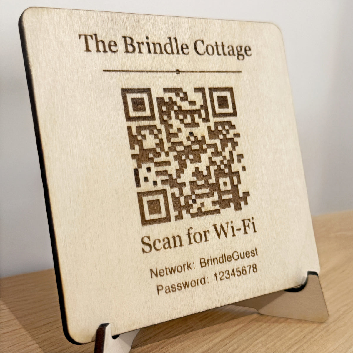 Personalised Wooden WiFi QR Sign