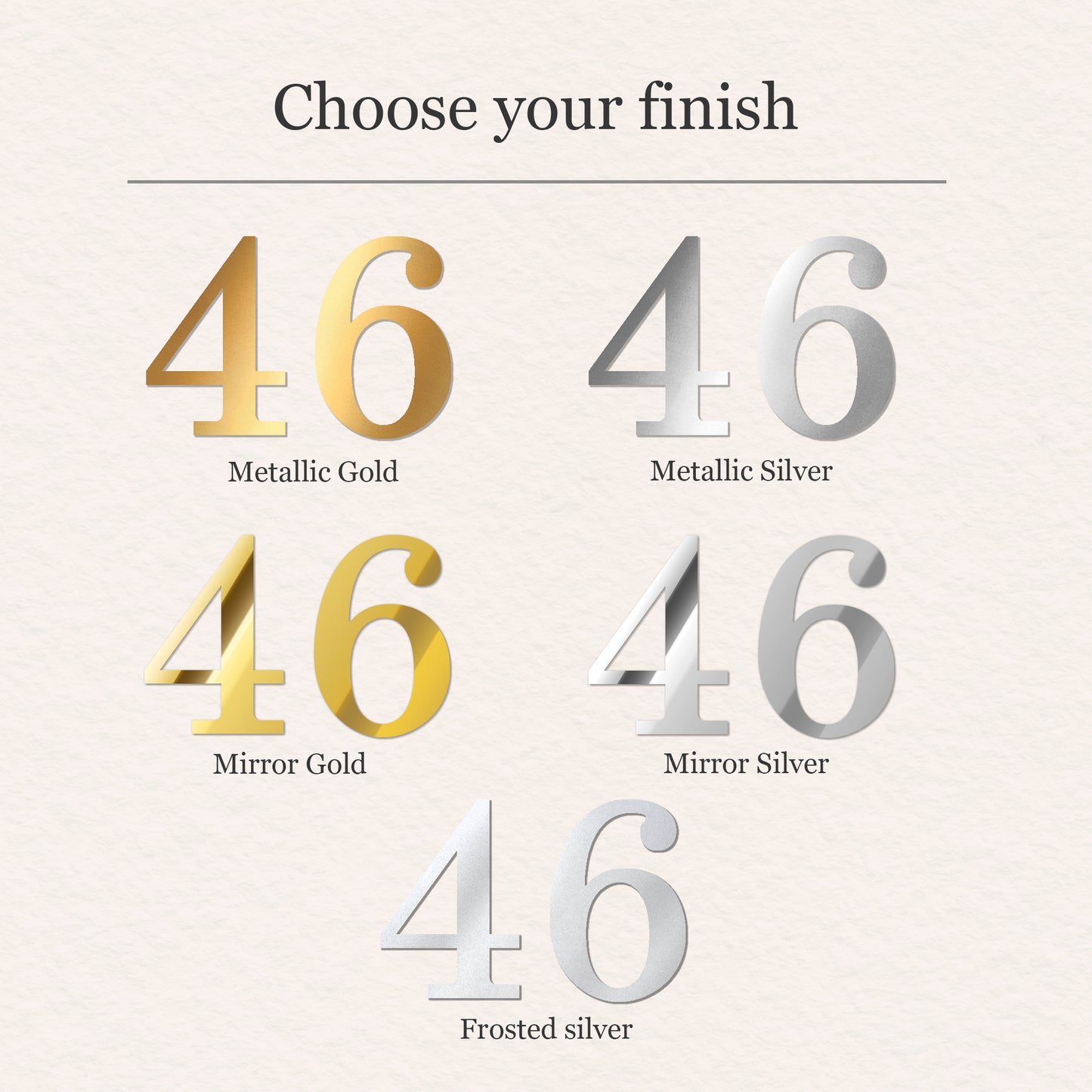 House Number Sticker for Fanlight/Transom Window | Custom Vinyl Door Numbers | Metallic & Mirror Gold/Silver, Frosted
