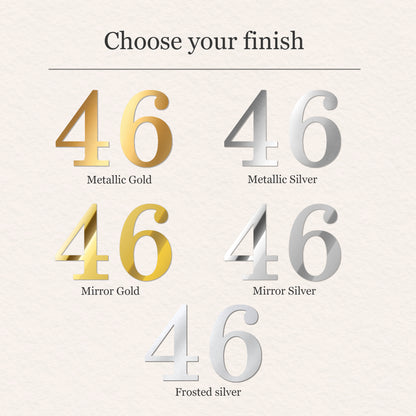 House Number Sticker for Fanlight/Transom Window | Custom Vinyl Door Numbers | Metallic & Mirror Gold/Silver, Frosted