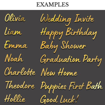 Personalised Name Vinyl Sticker | Mirror Gold or Silver Name Decal | Custom Wedding Place Name Label | Gift Box & Home Label Sticker