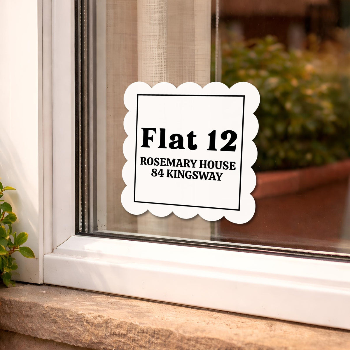 Personalised Address Sticker | Housewarming Gift | Bin Sticker Retro Scalloped Design | Weatherproof Vinyl Decal