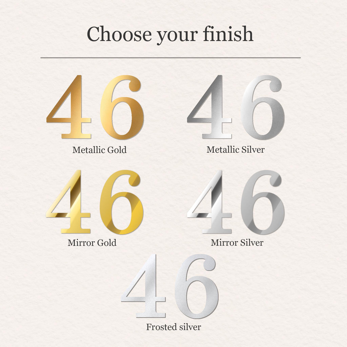 House Number Sticker for Fanlight/Transom Window | Custom Vinyl Door Numbers | Metallic & Mirror Gold/Silver, Frosted