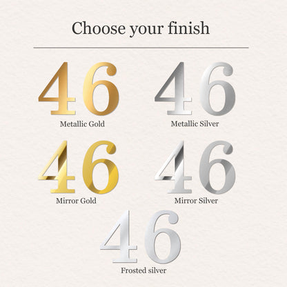 House Number Sticker for Fanlight/Transom Window | Custom Vinyl Door Numbers | Metallic & Mirror Gold/Silver, Frosted