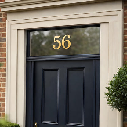 House Number Sticker for Fanlight/Transom Window | Custom Vinyl Door Numbers | Metallic & Mirror Gold/Silver, Frosted