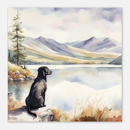 Labrador Watercolour Print, Lake & Mountain Landscape Wall Art, Fine Art Giclée Poster, Pet Memorial Gift