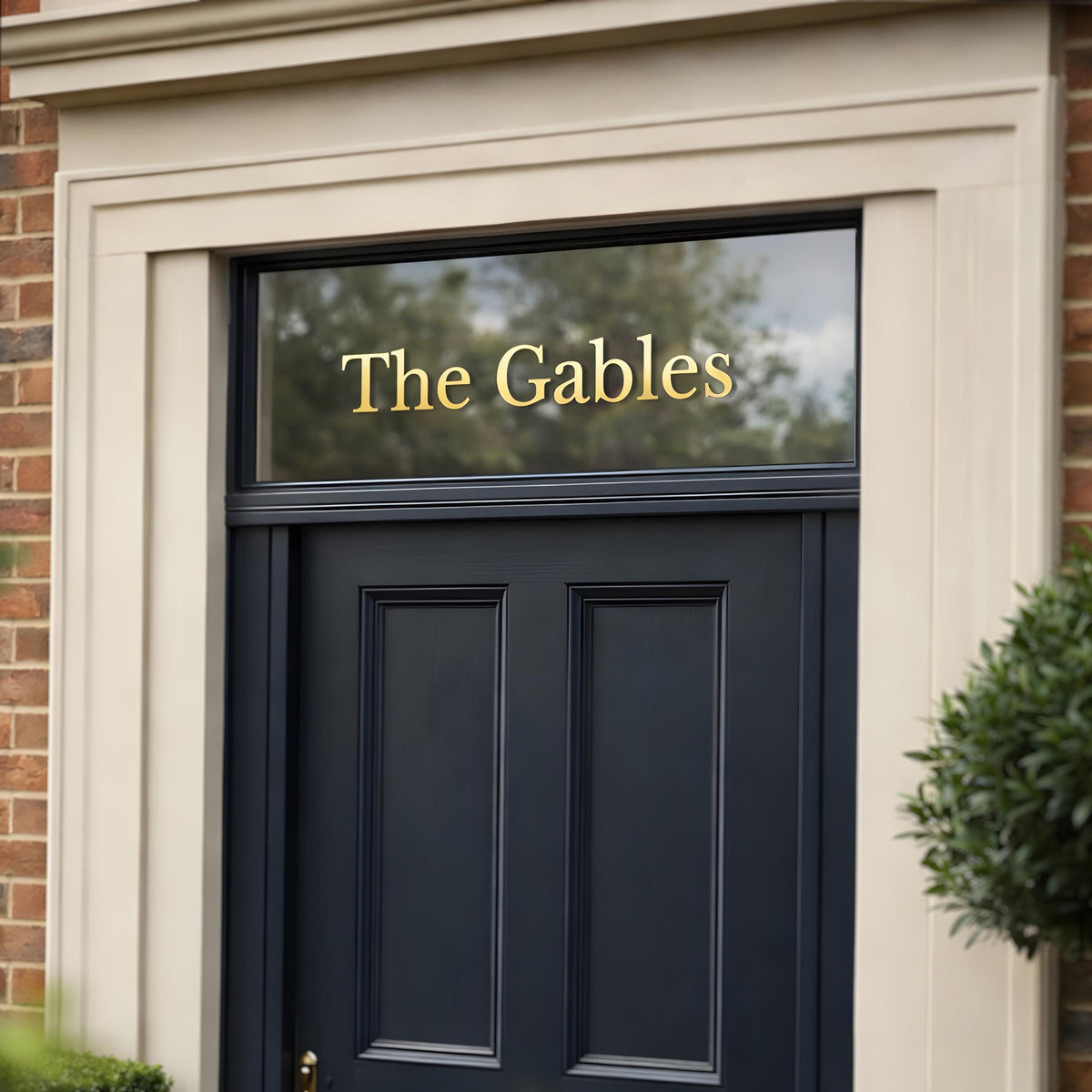Gold House Name Sticker / Decal for Doors, Classy Premium Gold Vinyl Transfer Sticker for Fanlight Transom Windows, Door, Mailbox or Bins
