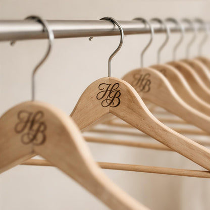 Custom Monogram Engraved Wooden Hanger, Personalised Initials Hanger, Maple Wood Wedding Hanger, Bridal Morning Hanger, Bridesmaid Gift