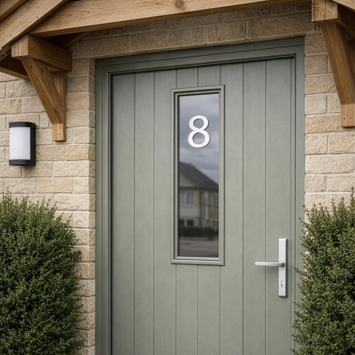 House Number Sticker for Fanlight/Transom Window | Custom Vinyl Door Numbers | Metallic & Mirror Gold/Silver, Frosted