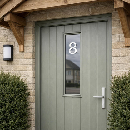 House Number Sticker for Fanlight/Transom Window | Custom Vinyl Door Numbers | Metallic & Mirror Gold/Silver, Frosted