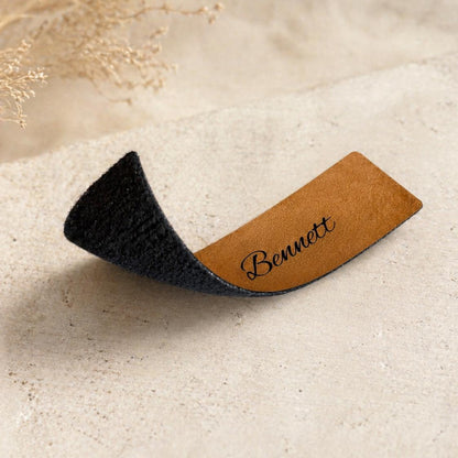 Personalised Faux Leather Place Names, Engraved Wedding Place Cards, Vegan Leather Name Tags, Table Setting Labels