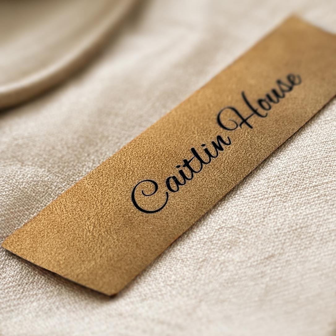 Personalised Faux Leather Place Names, Engraved Wedding Place Cards, Vegan Leather Name Tags, Table Setting Labels