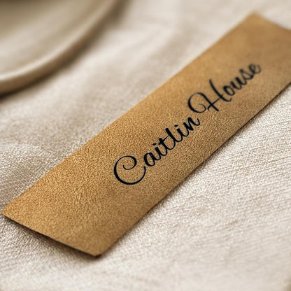 Personalised Faux Leather Place Names, Engraved Wedding Place Cards, Vegan Leather Name Tags, Table Setting Labels
