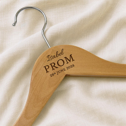Personalised Prom Hanger | Engraved Wooden Graduate Hanger | Custom Name & Date Keepsake Gift