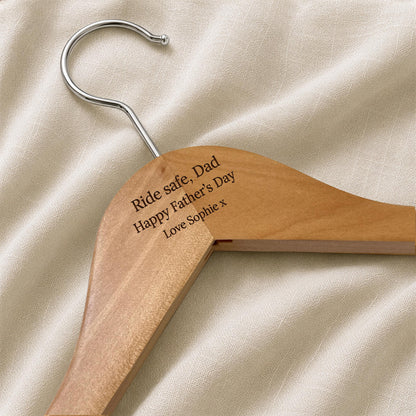 Personalised Motorbike Jacket Hanger, Engraved Wooden Hanger, Motorcycle Rider Gift, Biker Jacket Hanger, Gift for Motorbike Lover