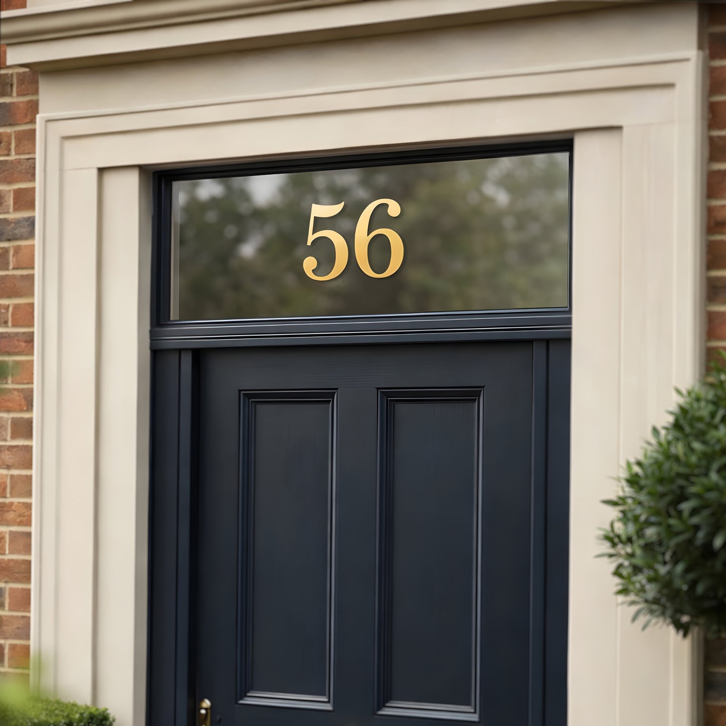 House Number Sticker for Fanlight/Transom Window | Custom Vinyl Door Numbers | Metallic & Mirror Gold/Silver, Frosted