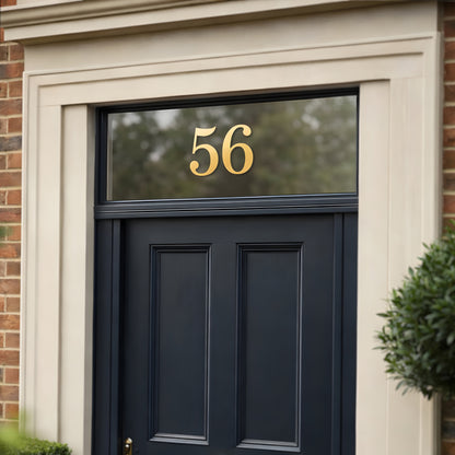 House Number Sticker for Fanlight/Transom Window | Custom Vinyl Door Numbers | Metallic & Mirror Gold/Silver, Frosted