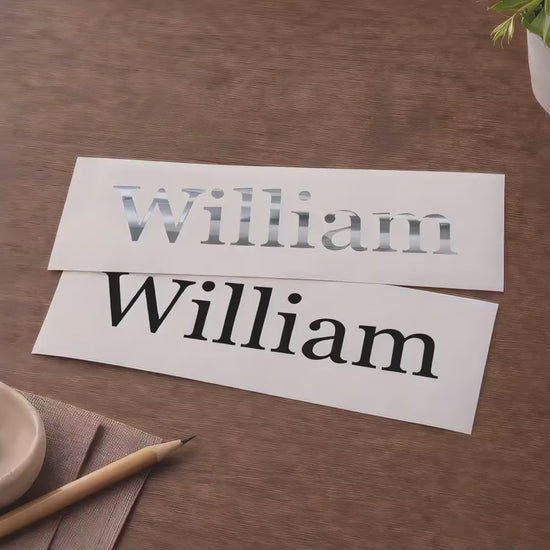 Personalised Name Vinyl Sticker | Mirror Gold or Silver Name Decal | Custom Wedding Place Name Label | Gift Box & Home Label Sticker