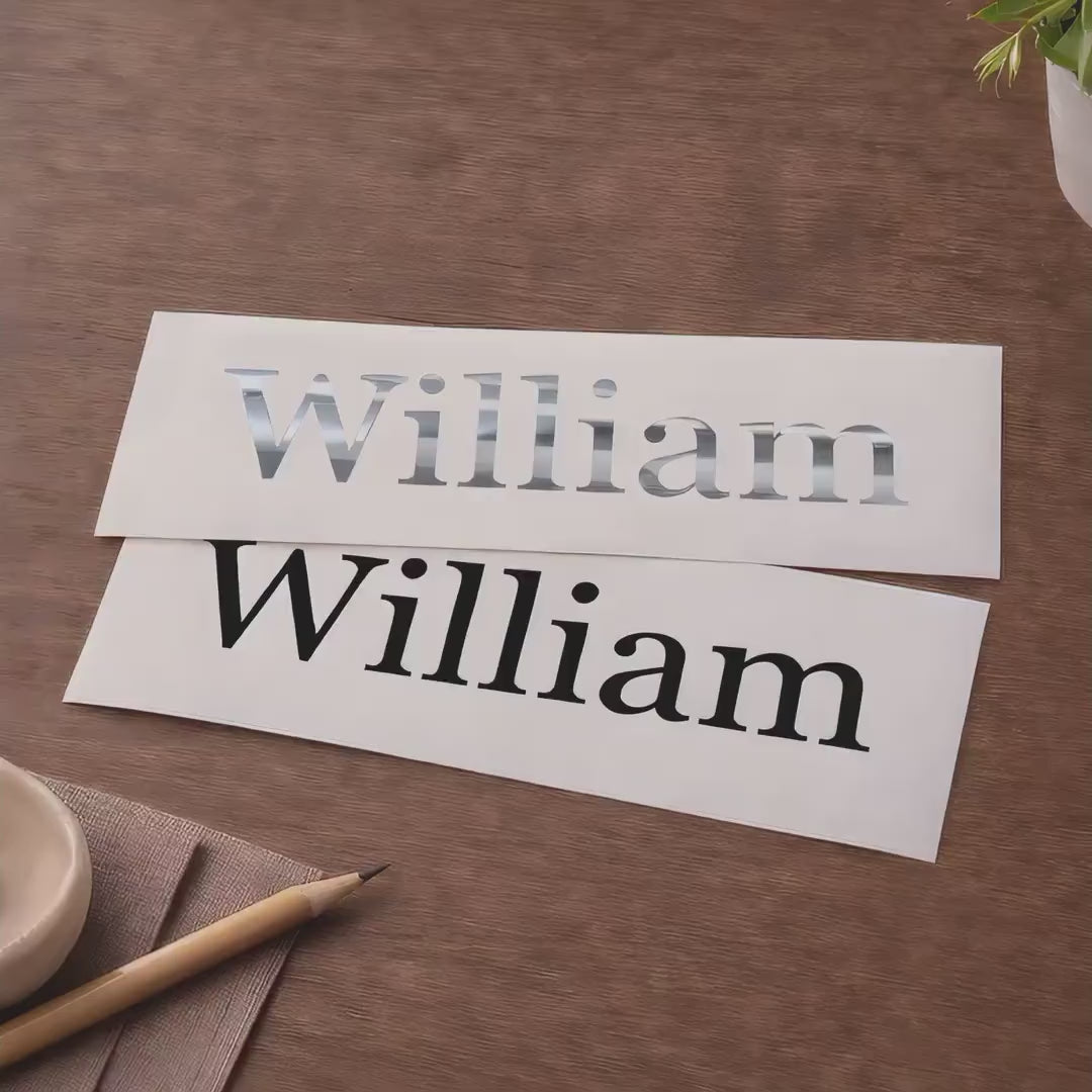 Personalised Name Vinyl Sticker | Mirror Gold or Silver Name Decal | Custom Wedding Place Name Label | Gift Box & Home Label Sticker